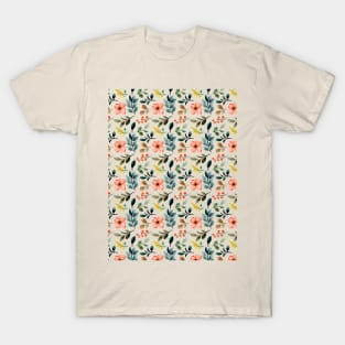 Flower and Leaves seamless pattern T-Shirt